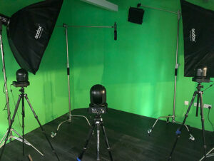 image showing a video green screen set up